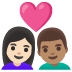 couple with heart, woman, man, light skin tone, medium skin tone